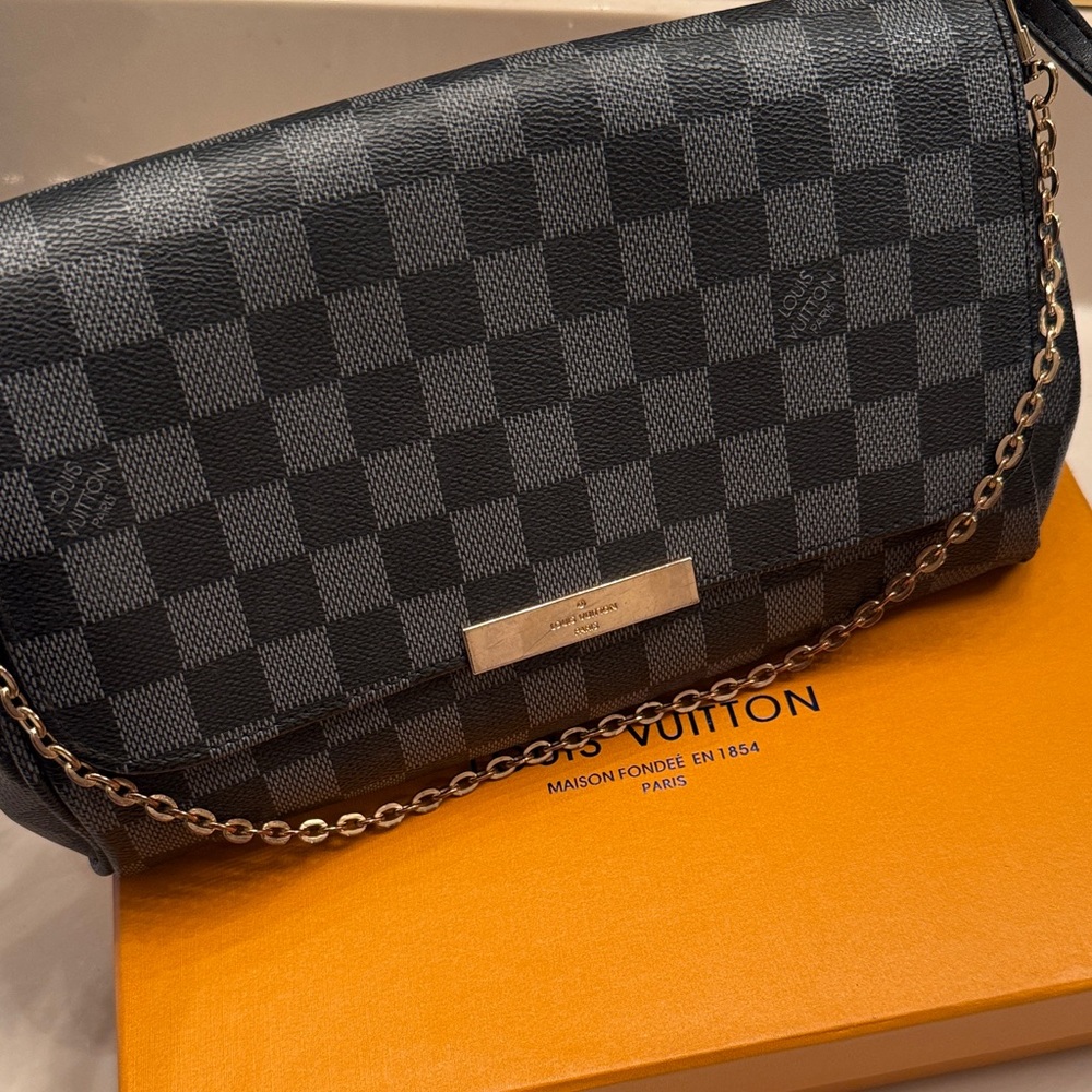 Louis Vuitton Gray Checkered Crossbody Bag